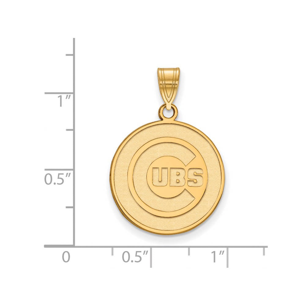 Alternate view of the 14K Yellow Gold MLB Chicago Cubs Large Disc Pendant by The Black Bow Jewelry Co.