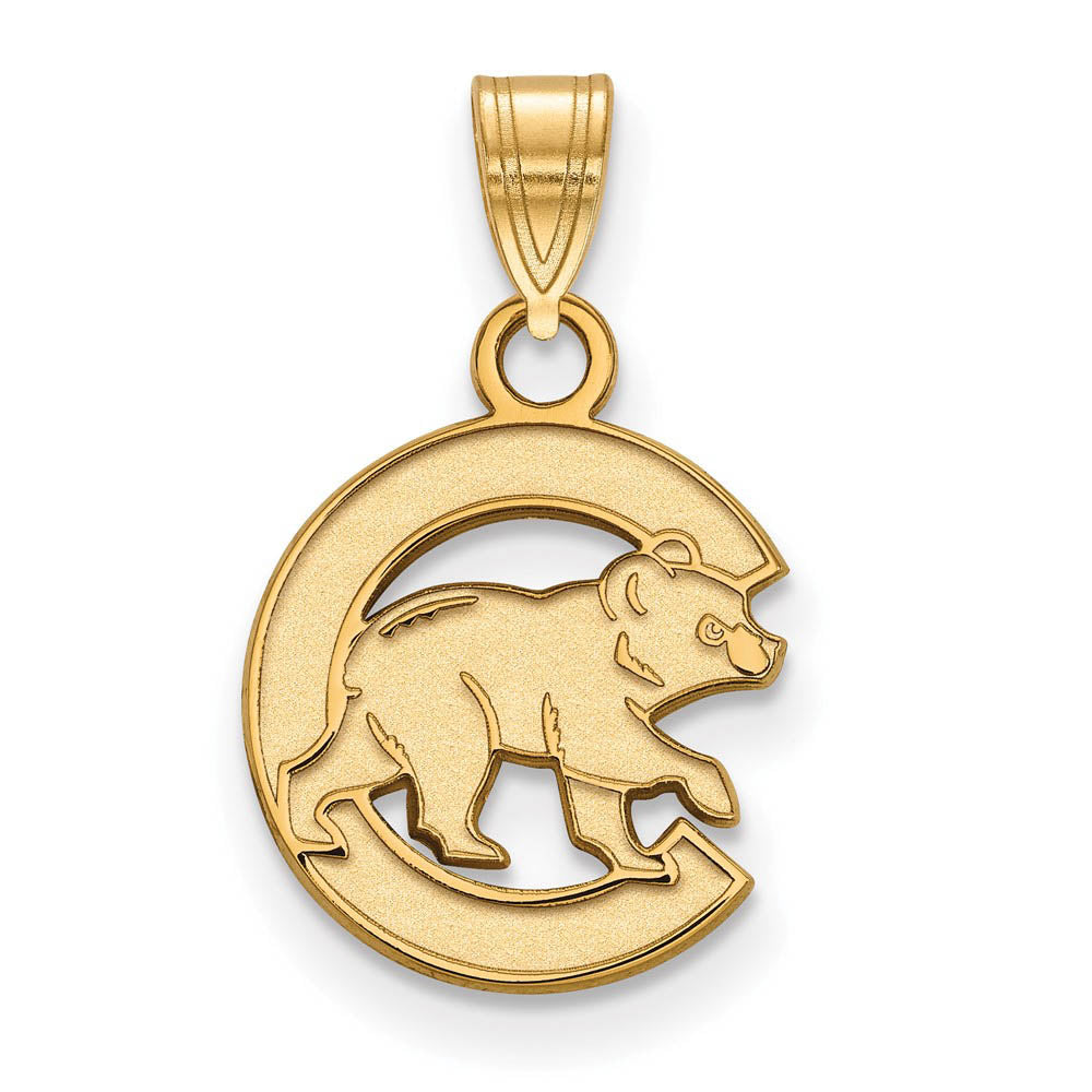 14K Gold Plated Silver MLB Chicago Cubs Small Logo Pendant, Item P31073 by The Black Bow Jewelry Co.