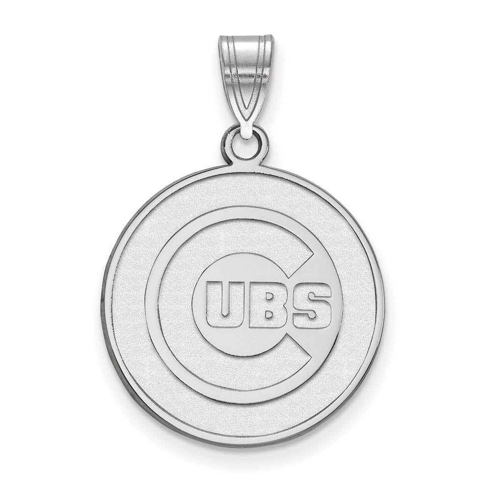 Sterling Silver MLB Chicago Cubs Large Disc Pendant, Item P31079 by The Black Bow Jewelry Co.