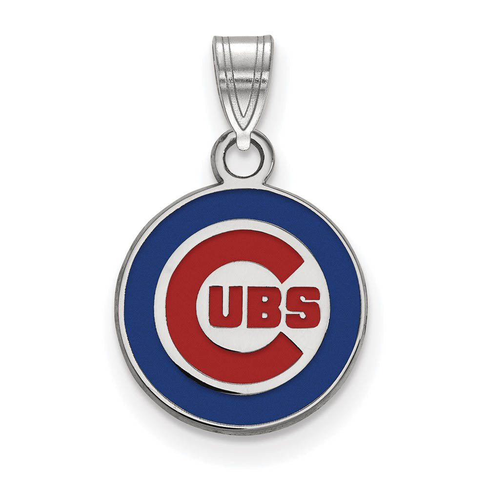 Sterling Silver MLB Chicago Cubs SM Enamel Disc Pendant, Item P31080 by The Black Bow Jewelry Co.
