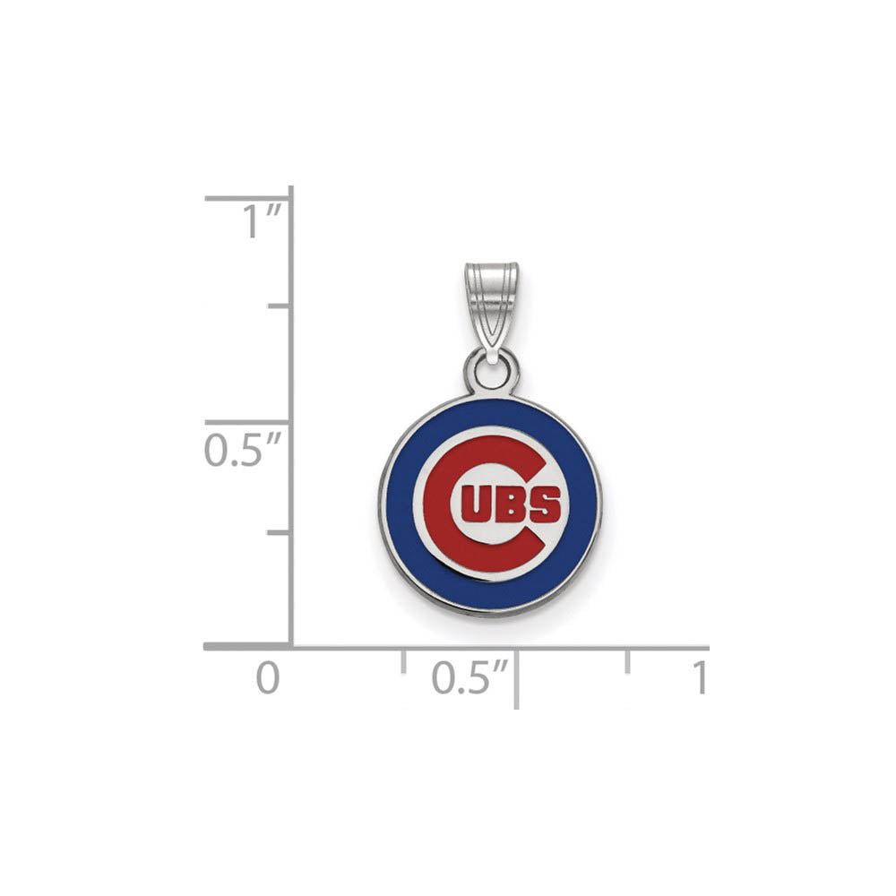 Alternate view of the Sterling Silver MLB Chicago Cubs SM Enamel Disc Pendant by The Black Bow Jewelry Co.