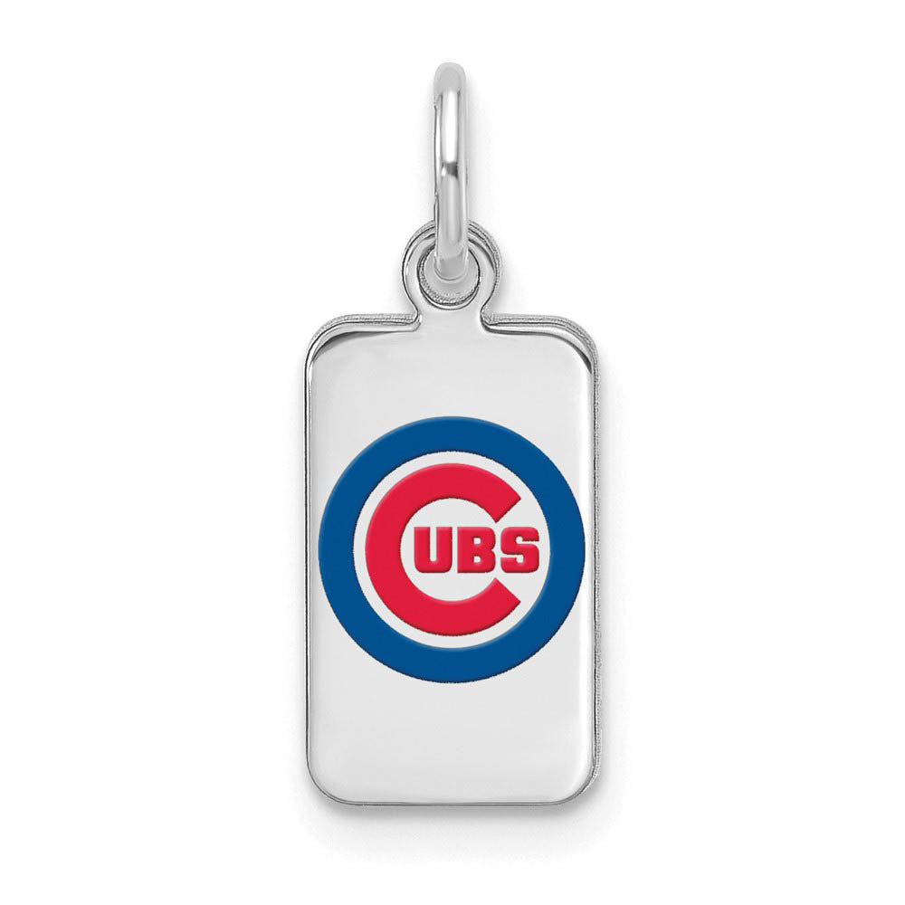 Sterling Silver MLB Chicago Cubs Enamel XS Tag Charm, Item P31084 by The Black Bow Jewelry Co.