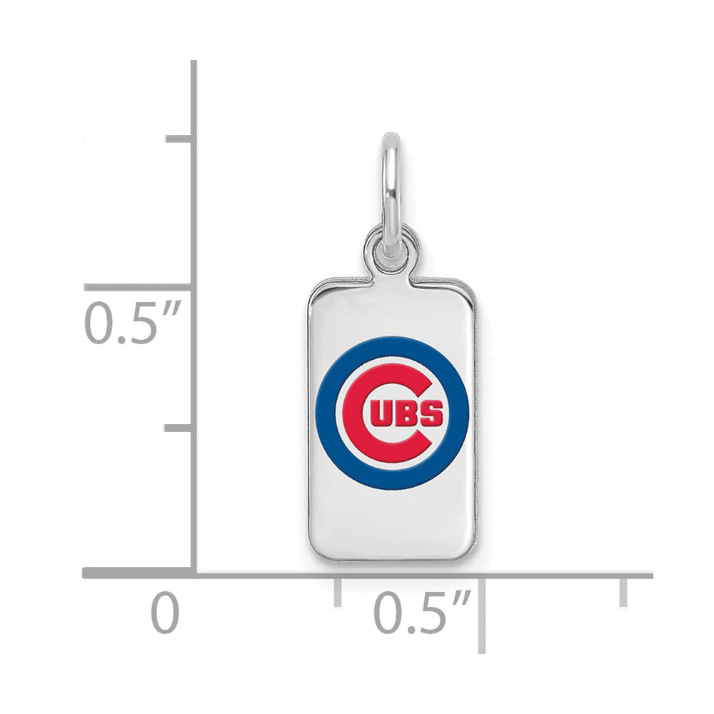 Alternate view of the Sterling Silver MLB Chicago Cubs Enamel XS Tag Charm by The Black Bow Jewelry Co.