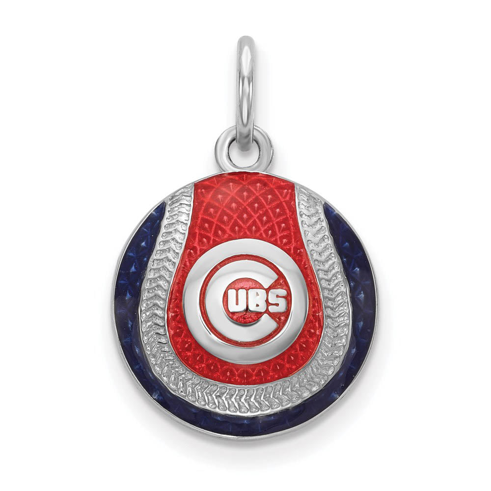 Sterling Silver MLB Chicago Cubs Enamel SM Baseball Charm, Item P31086 by The Black Bow Jewelry Co.