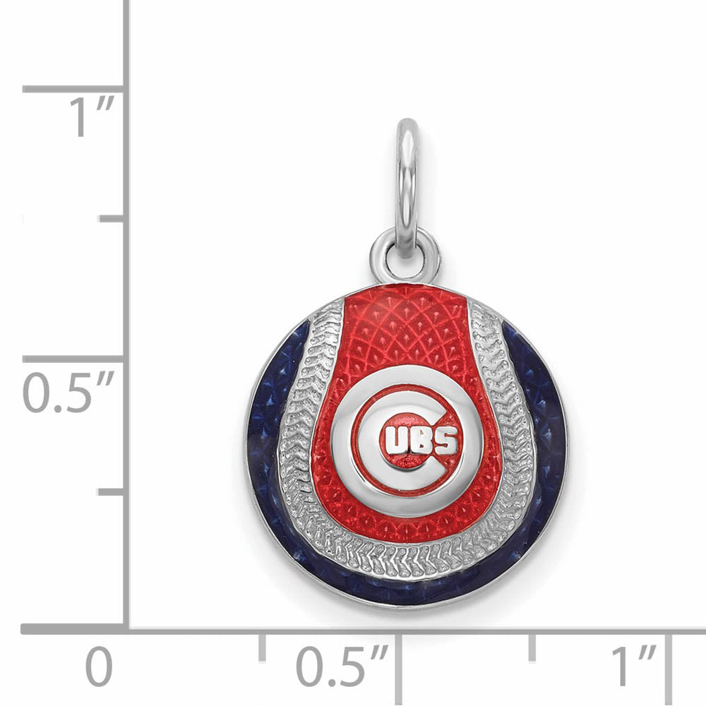 Alternate view of the Sterling Silver MLB Chicago Cubs Enamel SM Baseball Charm by The Black Bow Jewelry Co.