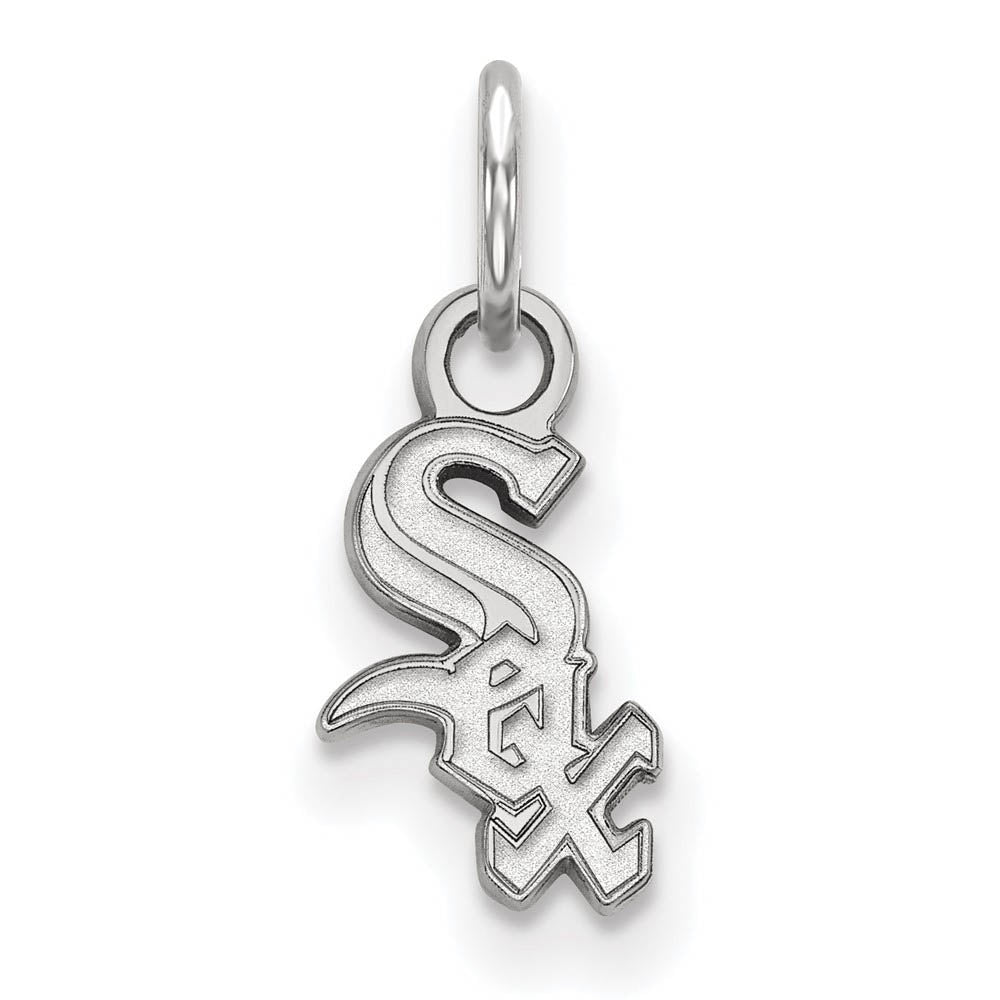 10K White Gold MLB Chicago White Sox Script XS (Tiny) Charm, Item P31088 by The Black Bow Jewelry Co.