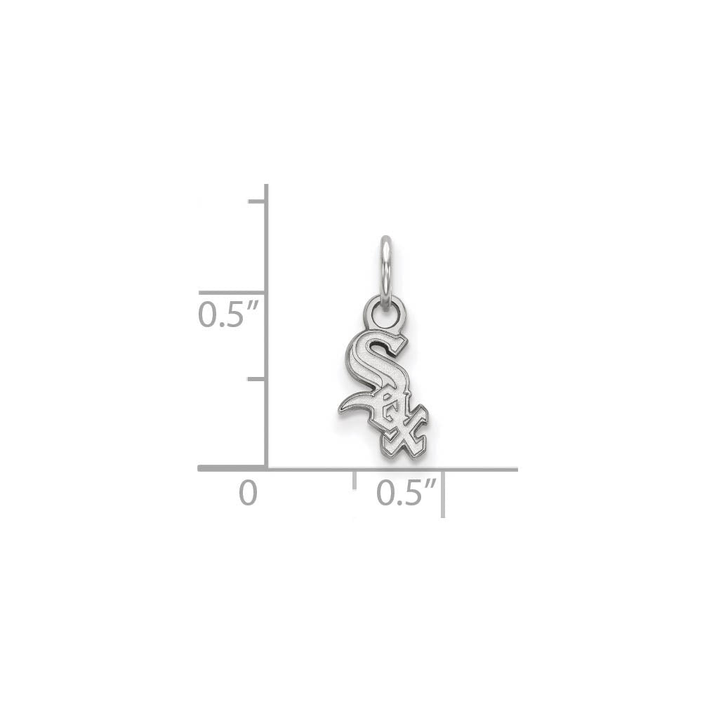 Alternate view of the 10K White Gold MLB Chicago White Sox Script XS (Tiny) Charm by The Black Bow Jewelry Co.