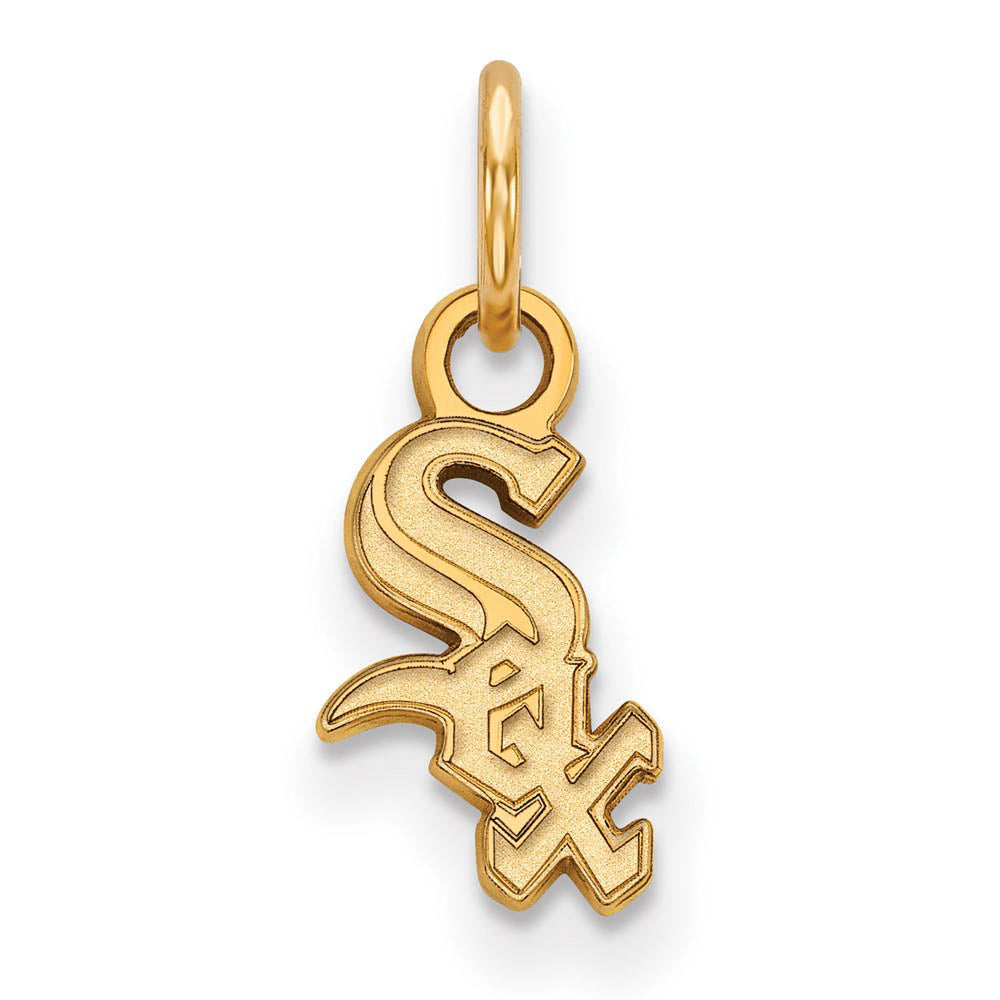 10K Yellow Gold MLB Chicago White Sox Script XS (Tiny) Charm, Item P31094 by The Black Bow Jewelry Co.
