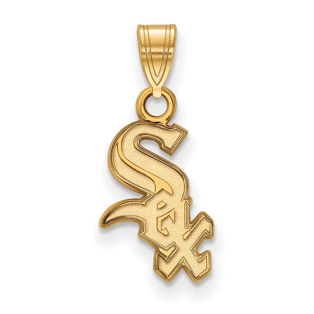 10K Yellow Gold MLB Chicago White Sox Script Small Pendant, Item P31095 by The Black Bow Jewelry Co.