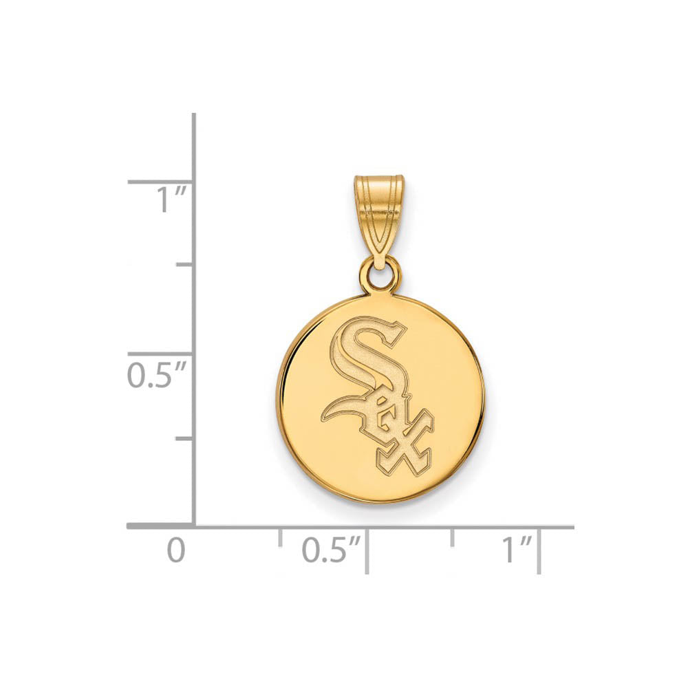 Alternate view of the 10K Yellow Gold MLB Chicago White Sox Medium Script Disc Pendant by The Black Bow Jewelry Co.