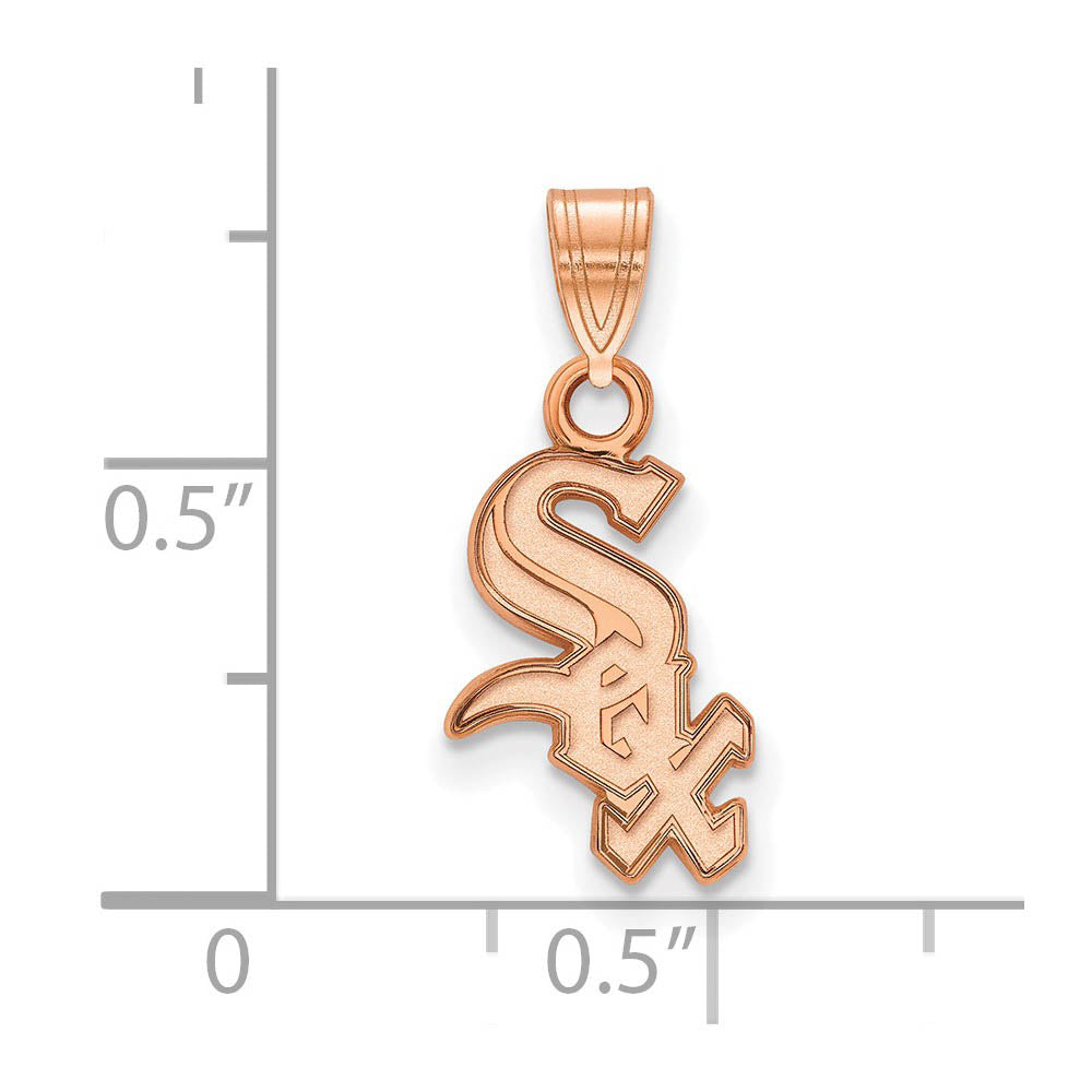 Alternate view of the 14K Rose Gold MLB Chicago White Sox Script Small Pendant by The Black Bow Jewelry Co.