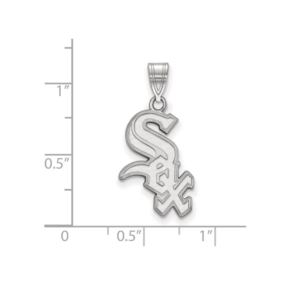Alternate view of the 14K White Gold MLB Chicago White Sox Script Large Pendant by The Black Bow Jewelry Co.