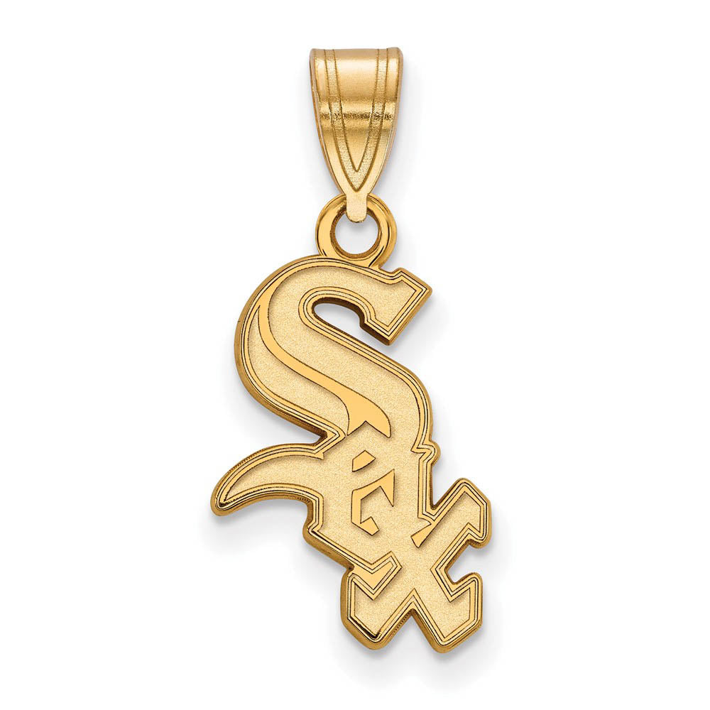 14K Yellow Gold MLB Chicago White Sox Script Medium Pendant, Item P31109 by The Black Bow Jewelry Co.
