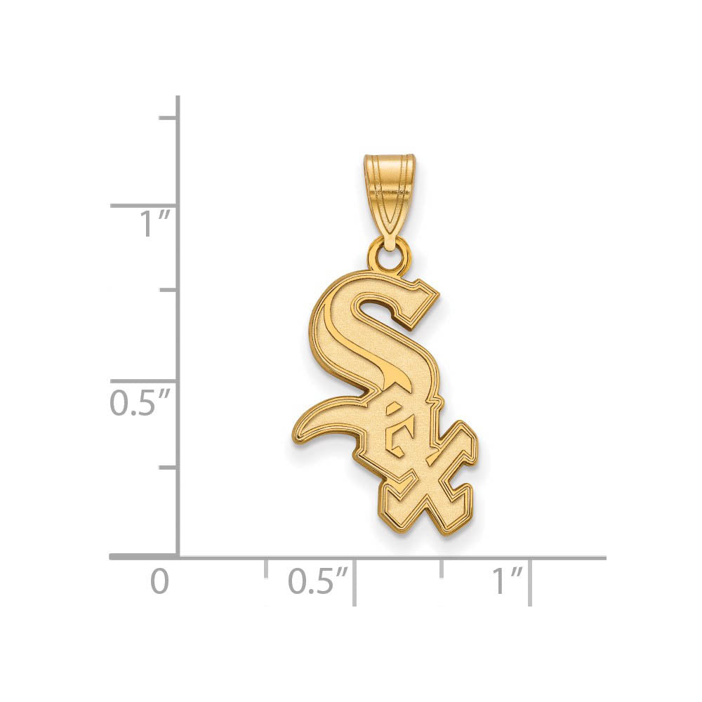 Alternate view of the 14K Yellow Gold MLB Chicago White Sox Script Large Pendant by The Black Bow Jewelry Co.