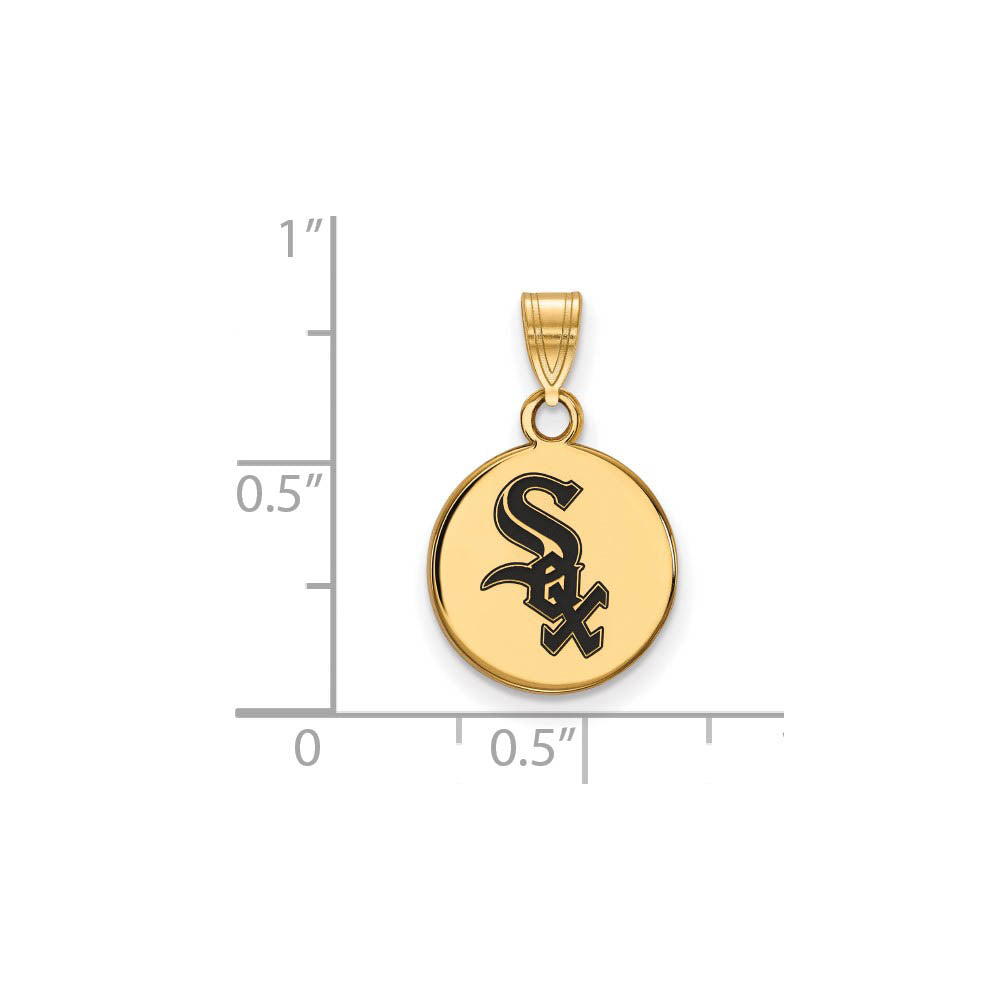 Alternate view of the 14K Gold Plated Silver MLB Chicago White Sox SM Enamel Disc Pendant by The Black Bow Jewelry Co.