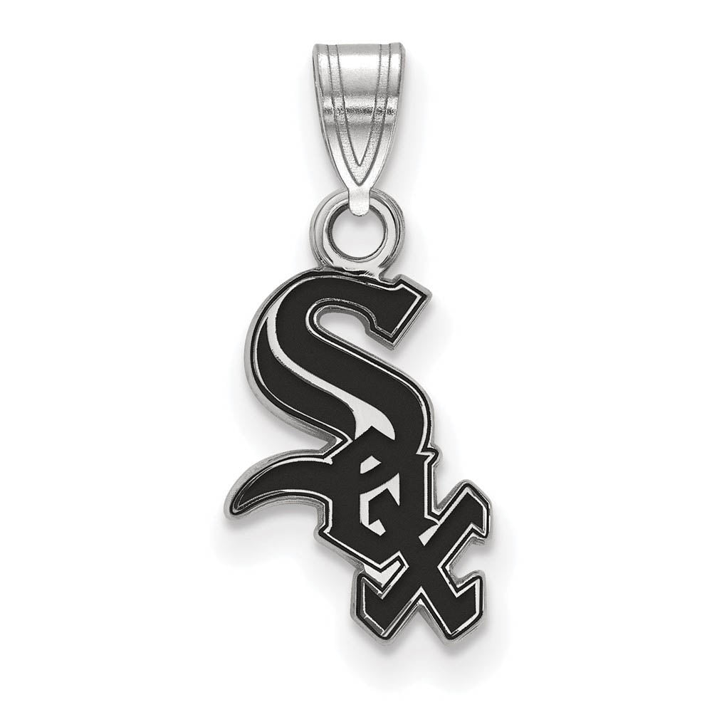 Sterling Silver MLB Chicago White Sox SM Enamel Pendant, Item P31126 by The Black Bow Jewelry Co.