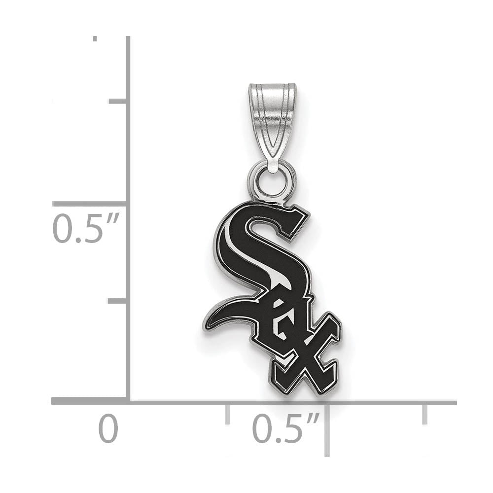 Alternate view of the Sterling Silver MLB Chicago White Sox SM Enamel Pendant by The Black Bow Jewelry Co.