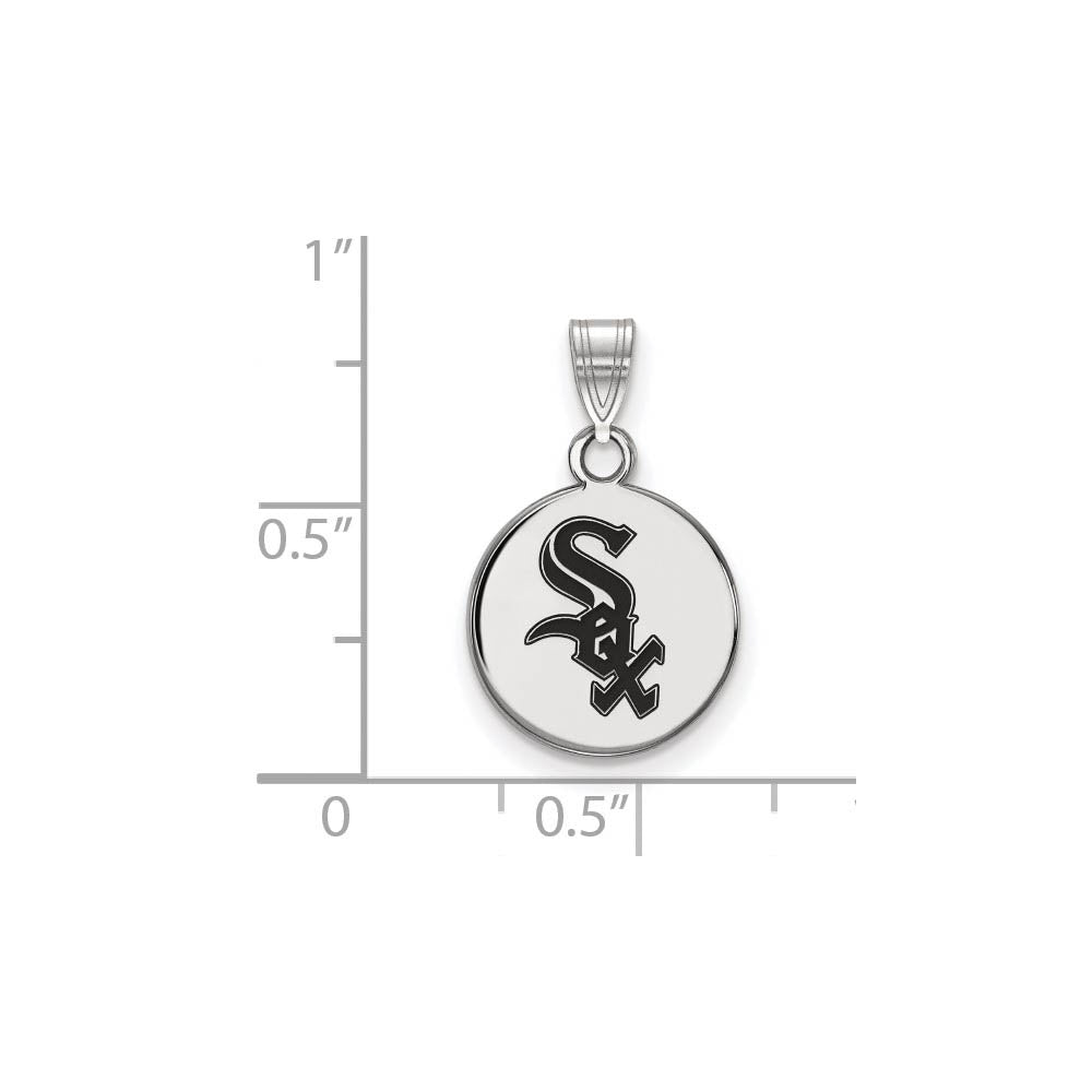 Alternate view of the Sterling Silver MLB Chicago White Sox SM Enamel Disc Pendant by The Black Bow Jewelry Co.