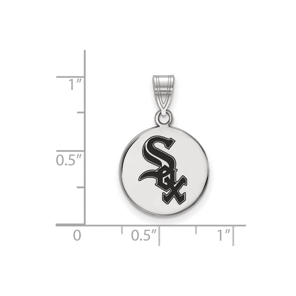 Alternate view of the Sterling Silver MLB Chicago White Sox MD Enamel Disc Pendant by The Black Bow Jewelry Co.