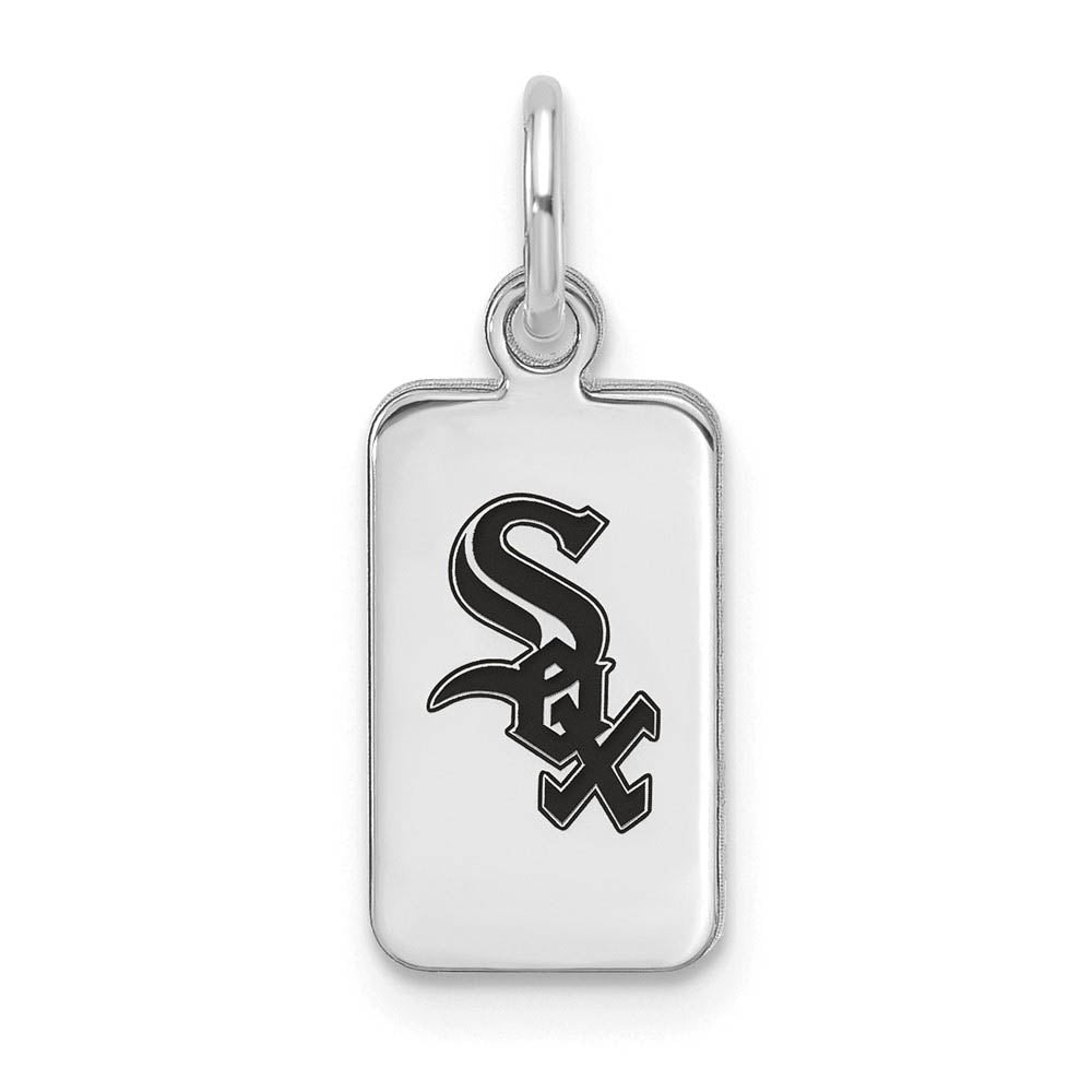 Sterling Silver MLB Chicago White Sox XS (Tiny) Enamel Tag Charm, Item P31132 by The Black Bow Jewelry Co.