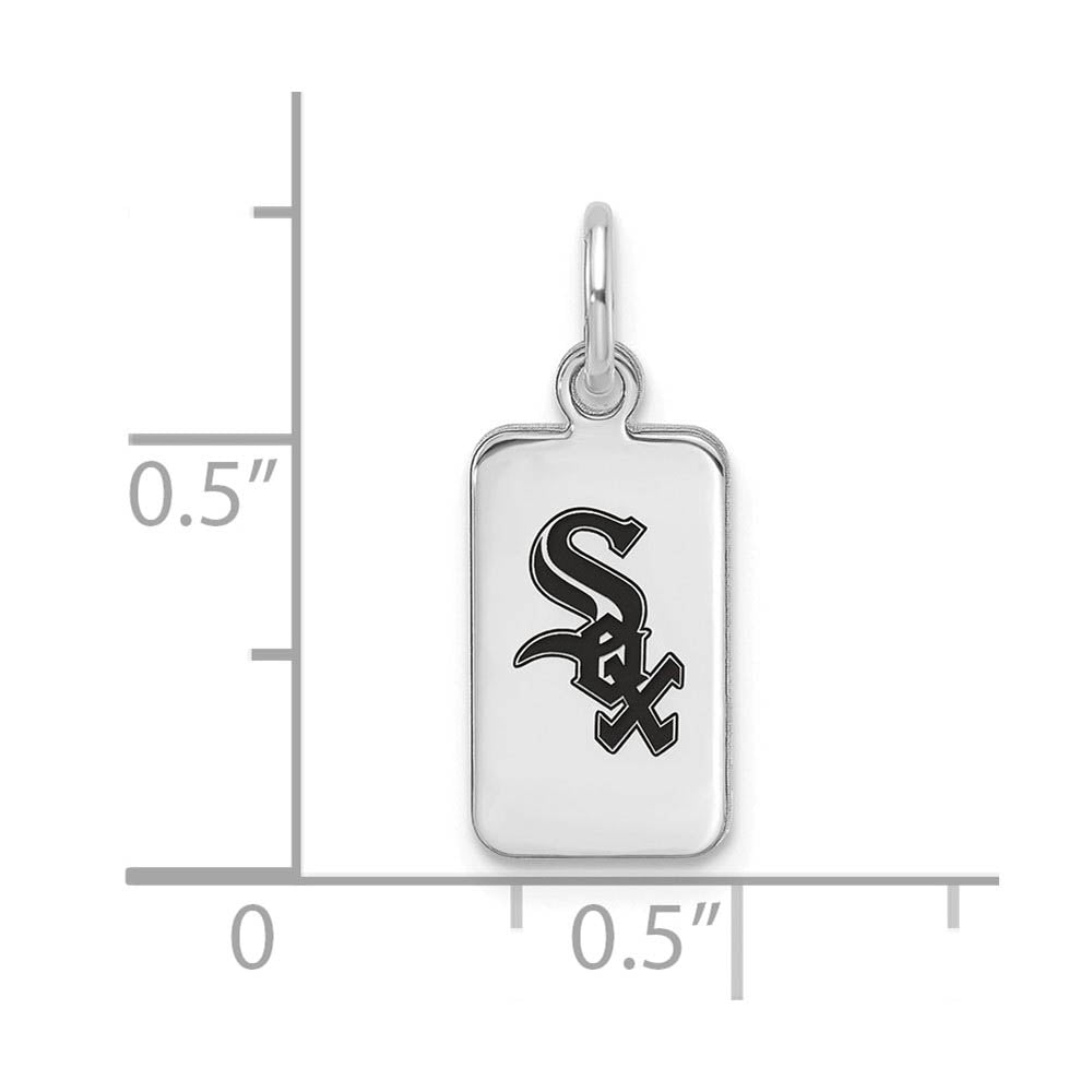 Alternate view of the Sterling Silver MLB Chicago White Sox XS (Tiny) Enamel Tag Charm by The Black Bow Jewelry Co.