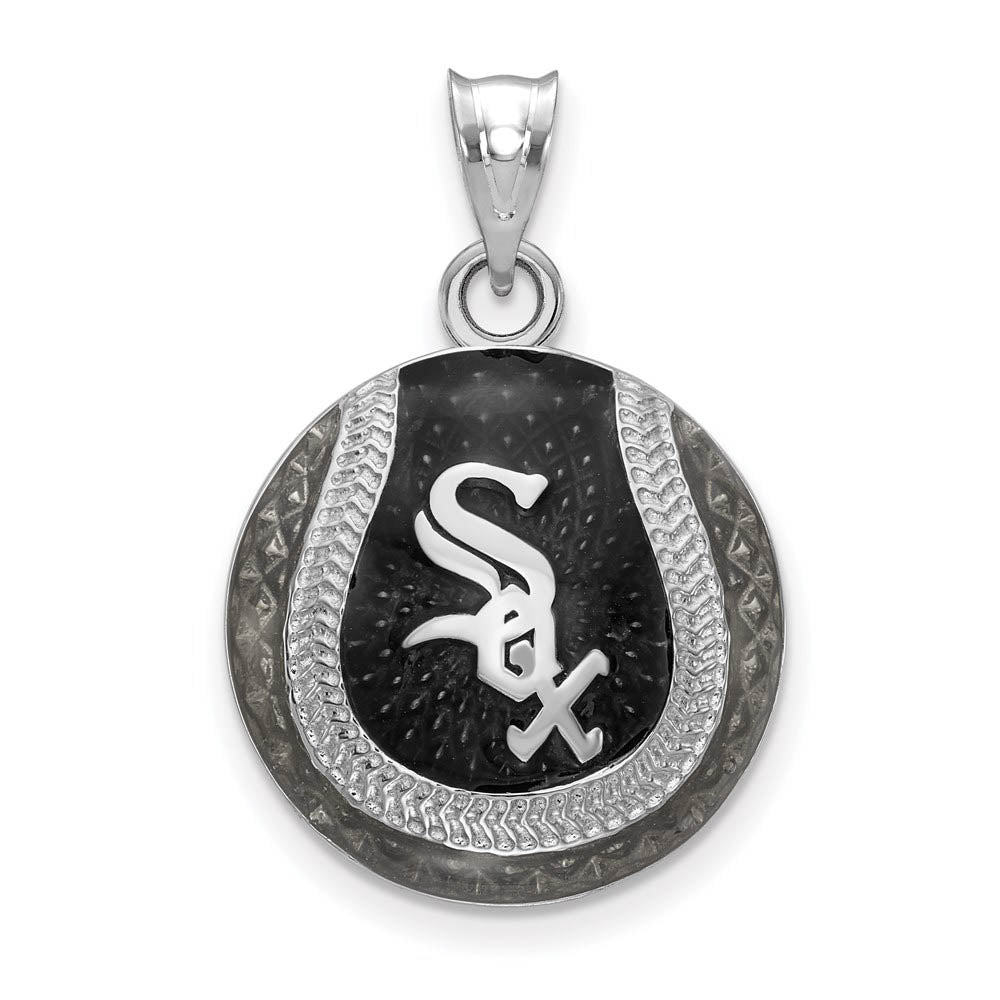 Sterling Silver MLB Chicago White Sox LG Baseball Enamel Pendant, Item P31133 by The Black Bow Jewelry Co.