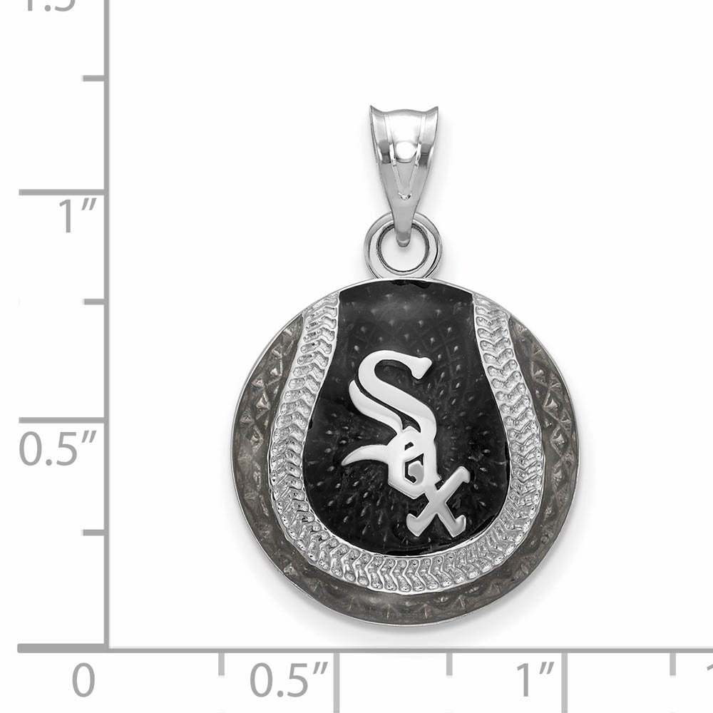 Alternate view of the Sterling Silver MLB Chicago White Sox LG Baseball Enamel Pendant by The Black Bow Jewelry Co.