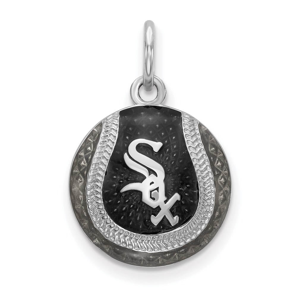 Sterling Silver MLB Chicago White Sox SM Baseball Enamel Charm, Item P31134 by The Black Bow Jewelry Co.
