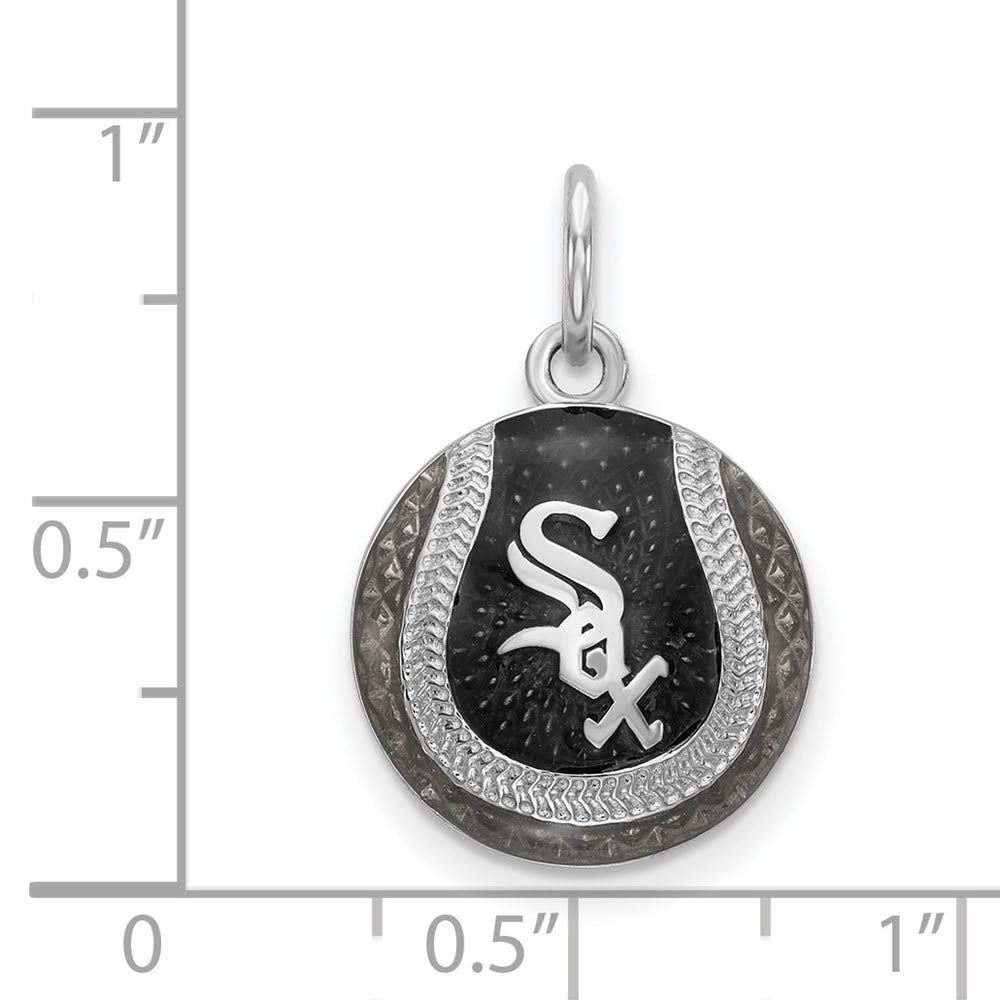 Alternate view of the Sterling Silver MLB Chicago White Sox SM Baseball Enamel Charm by The Black Bow Jewelry Co.