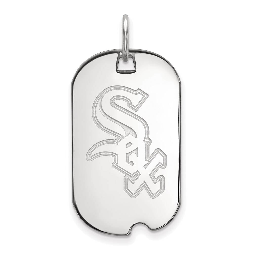 Sterling Silver MLB Chicago White Sox Small Dog Tag Pendant, Item P31135 by The Black Bow Jewelry Co.