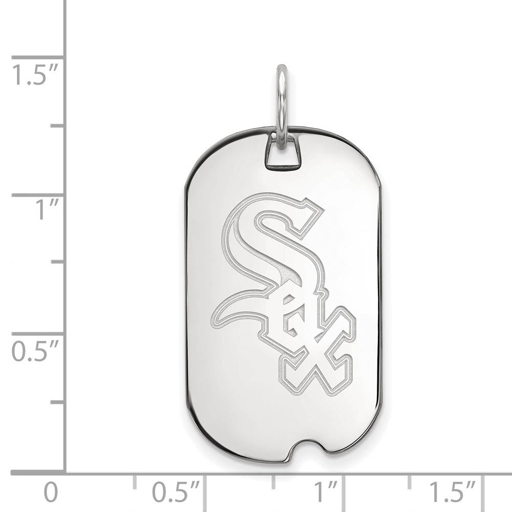 Alternate view of the Sterling Silver MLB Chicago White Sox Small Dog Tag Pendant by The Black Bow Jewelry Co.