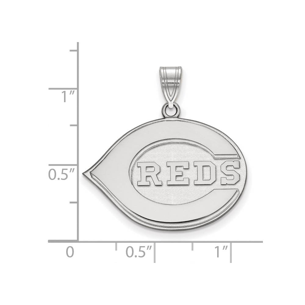 Alternate view of the 10K White Gold MLB Cincinnati Reds Large Pendant by The Black Bow Jewelry Co.