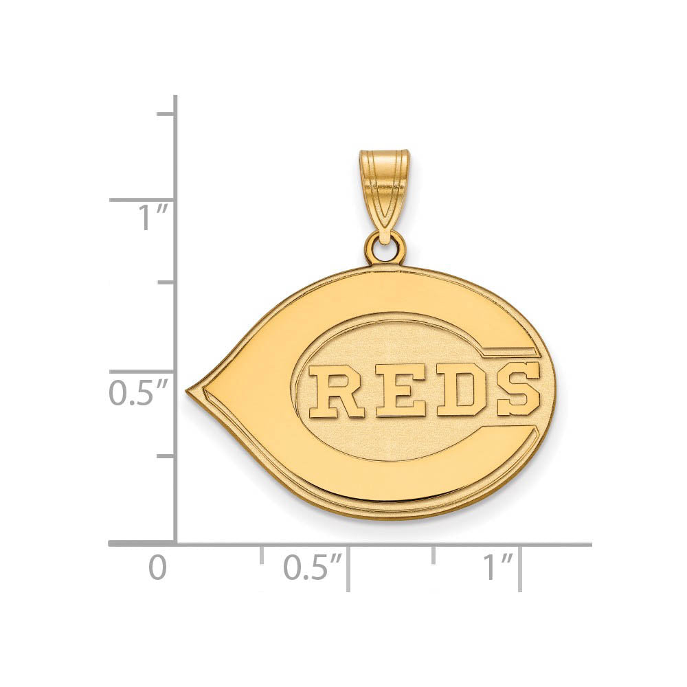 Alternate view of the 10K Yellow Gold MLB Cincinnati Reds Large Pendant by The Black Bow Jewelry Co.