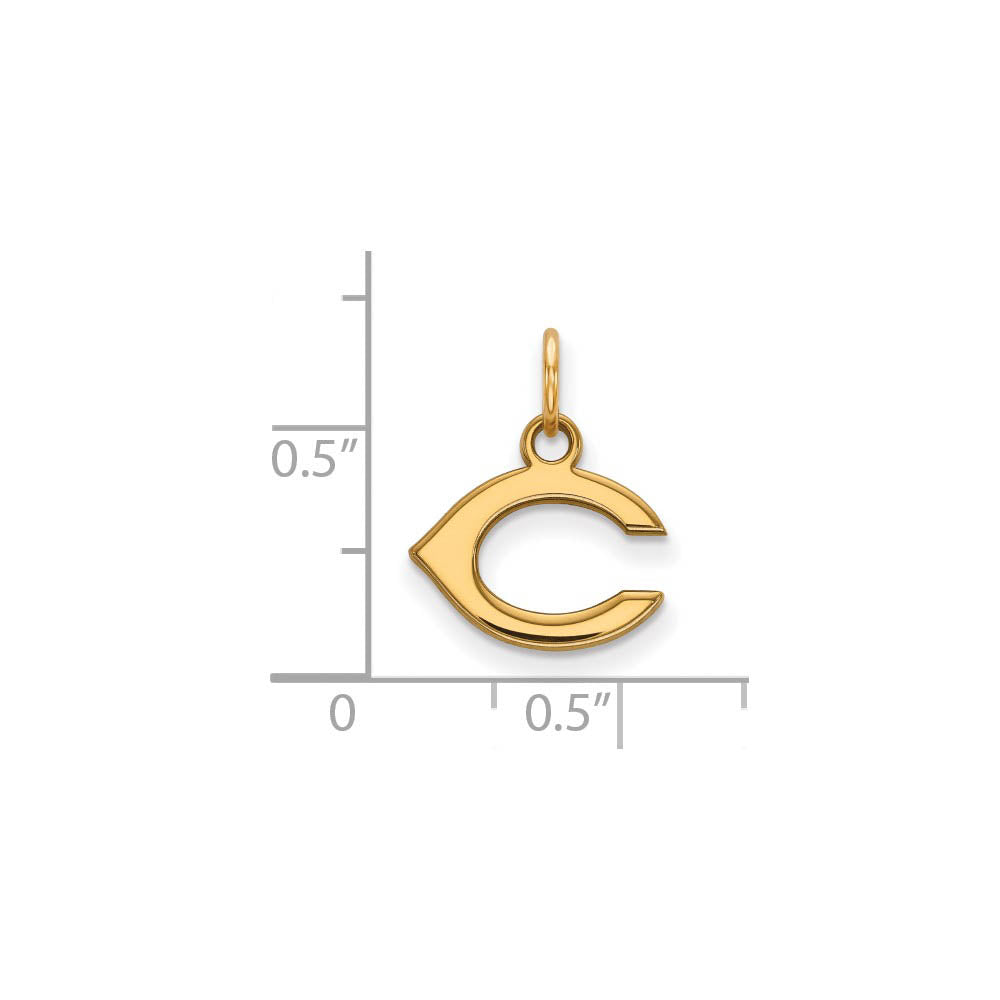 Alternate view of the 10K Yellow Gold MLB Cincinnati Reds Letter C XS (Tiny) Charm by The Black Bow Jewelry Co.