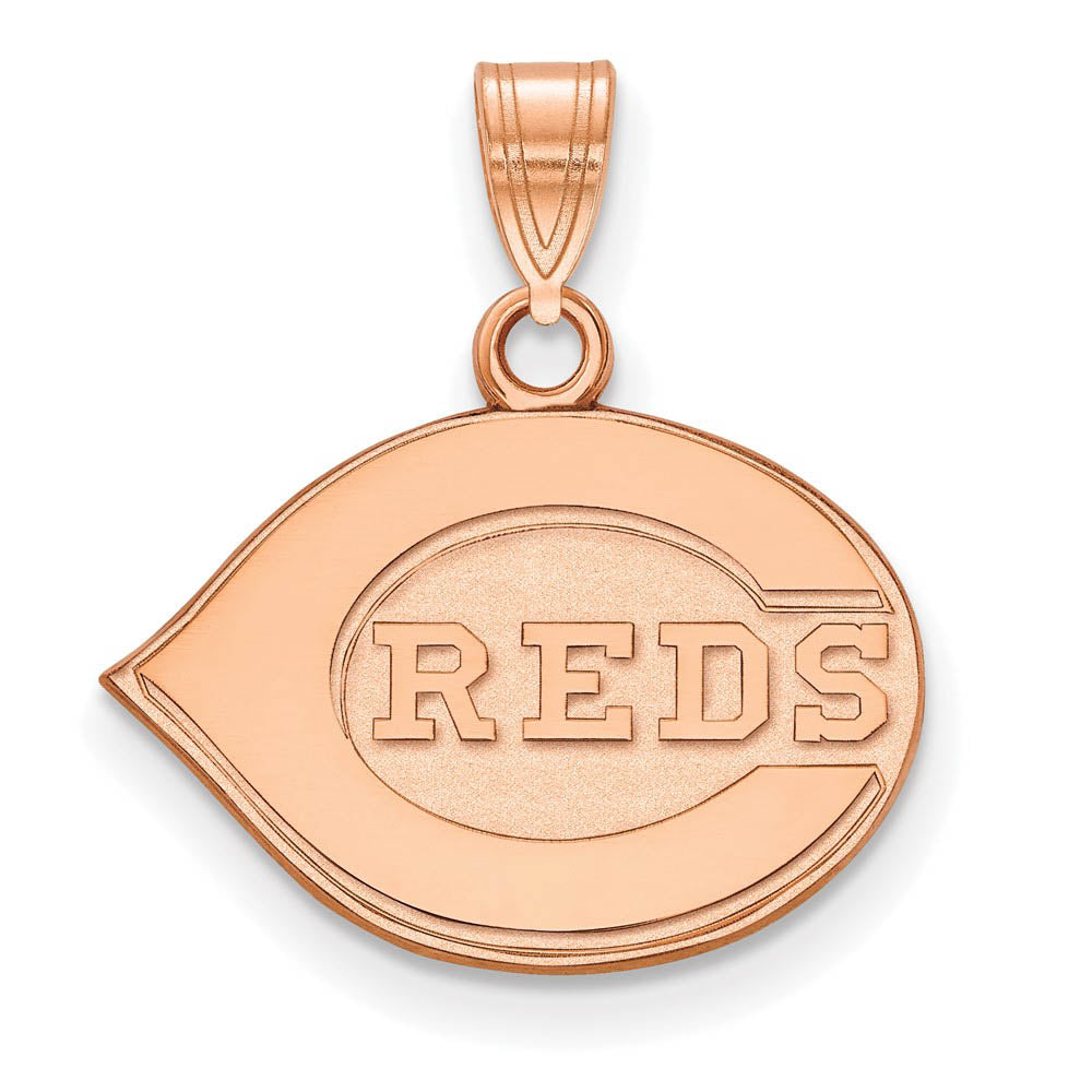 14K Rose Gold MLB Cincinnati Reds Small Pendant, Item P31152 by The Black Bow Jewelry Co.
