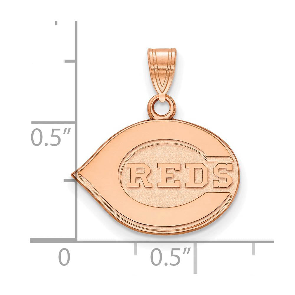 Alternate view of the 14K Rose Gold MLB Cincinnati Reds Small Pendant by The Black Bow Jewelry Co.
