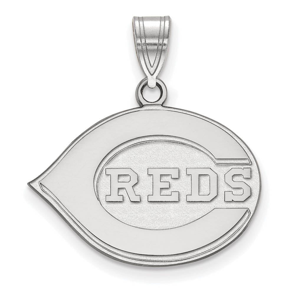 14K White Gold MLB Cincinnati Reds Medium Pendant, Item P31155 by The Black Bow Jewelry Co.