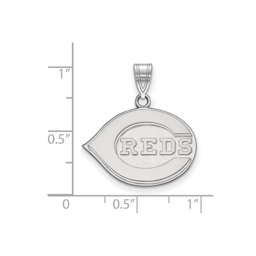 Alternate view of the 14K White Gold MLB Cincinnati Reds Medium Pendant by The Black Bow Jewelry Co.