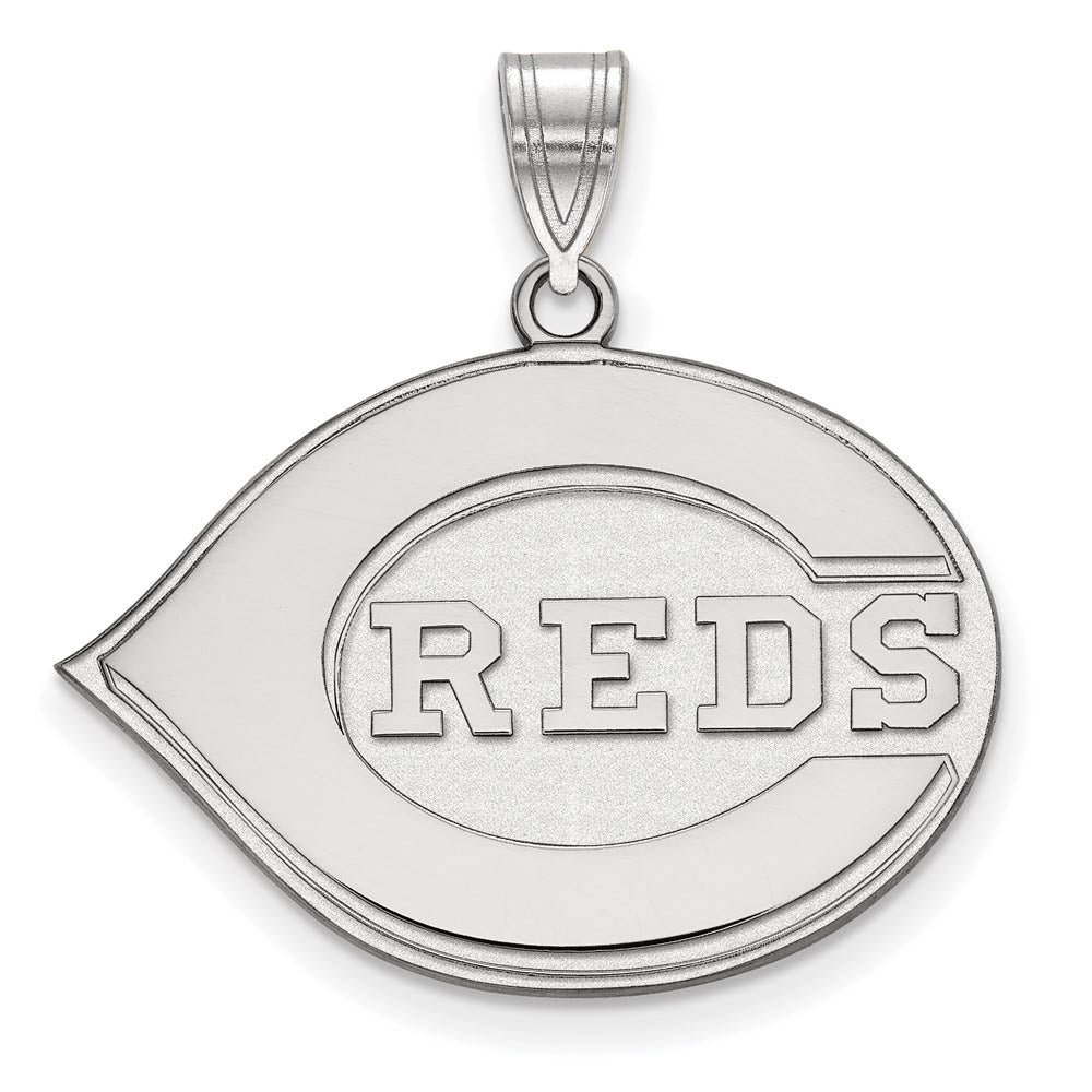 14K White Gold MLB Cincinnati Reds Large Pendant, Item P31156 by The Black Bow Jewelry Co.