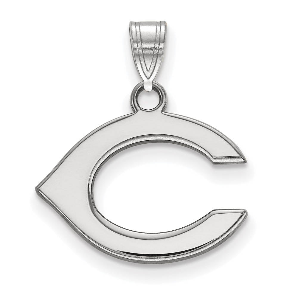 14K White Gold MLB Cincinnati Reds Letter C Small Pendant, Item P31158 by The Black Bow Jewelry Co.