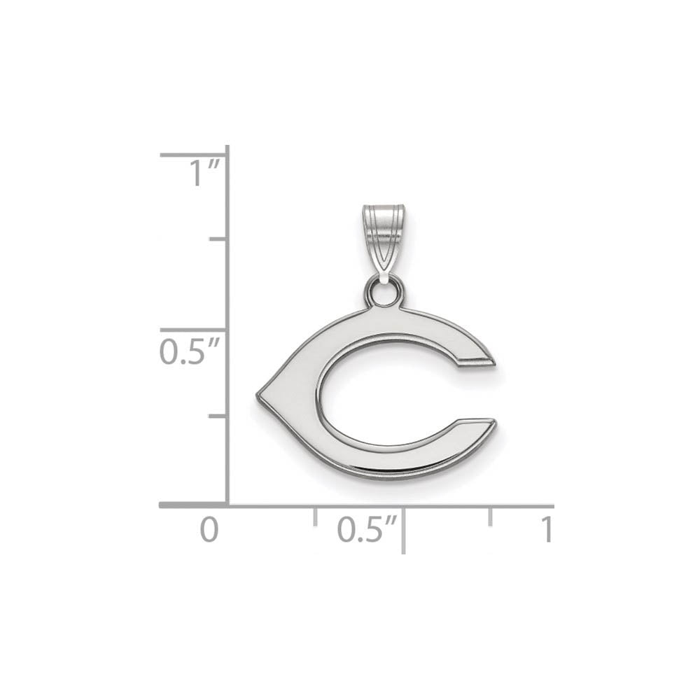 Alternate view of the 14K White Gold MLB Cincinnati Reds Letter C Small Pendant by The Black Bow Jewelry Co.