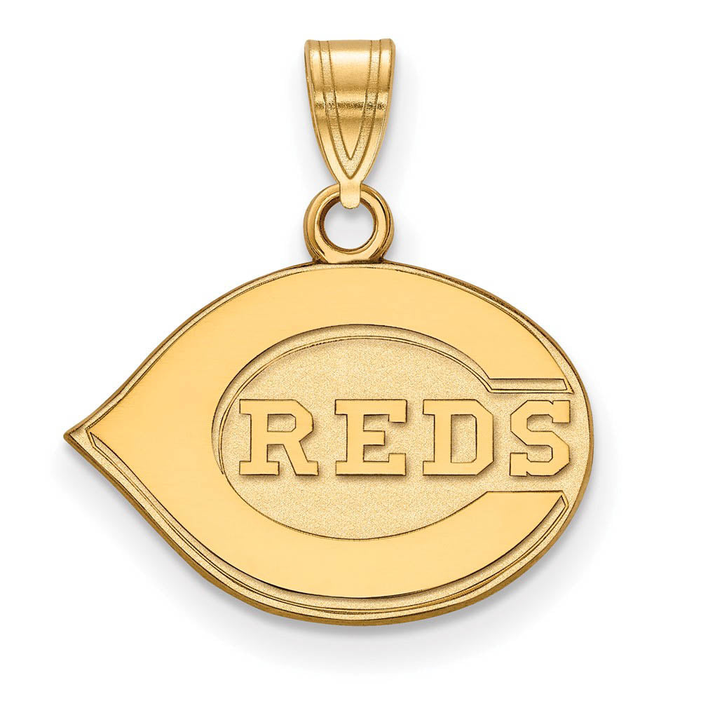 14K Yellow Gold MLB Cincinnati Reds Small Pendant, Item P31162 by The Black Bow Jewelry Co.