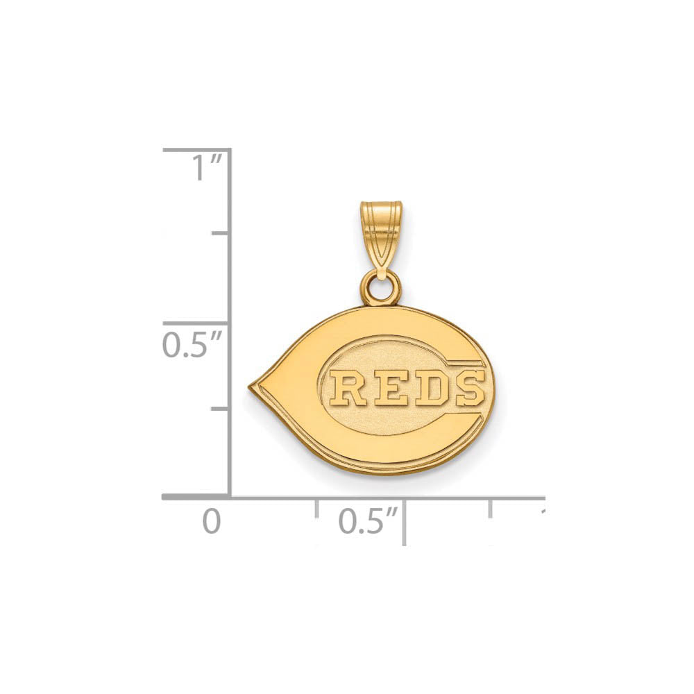 Alternate view of the 14K Yellow Gold MLB Cincinnati Reds Small Pendant by The Black Bow Jewelry Co.