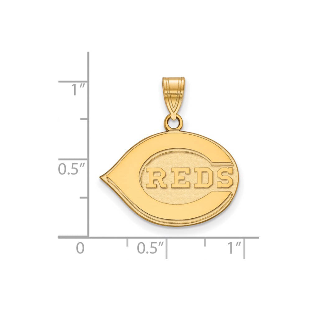 Alternate view of the 14K Yellow Gold MLB Cincinnati Reds Medium Pendant by The Black Bow Jewelry Co.