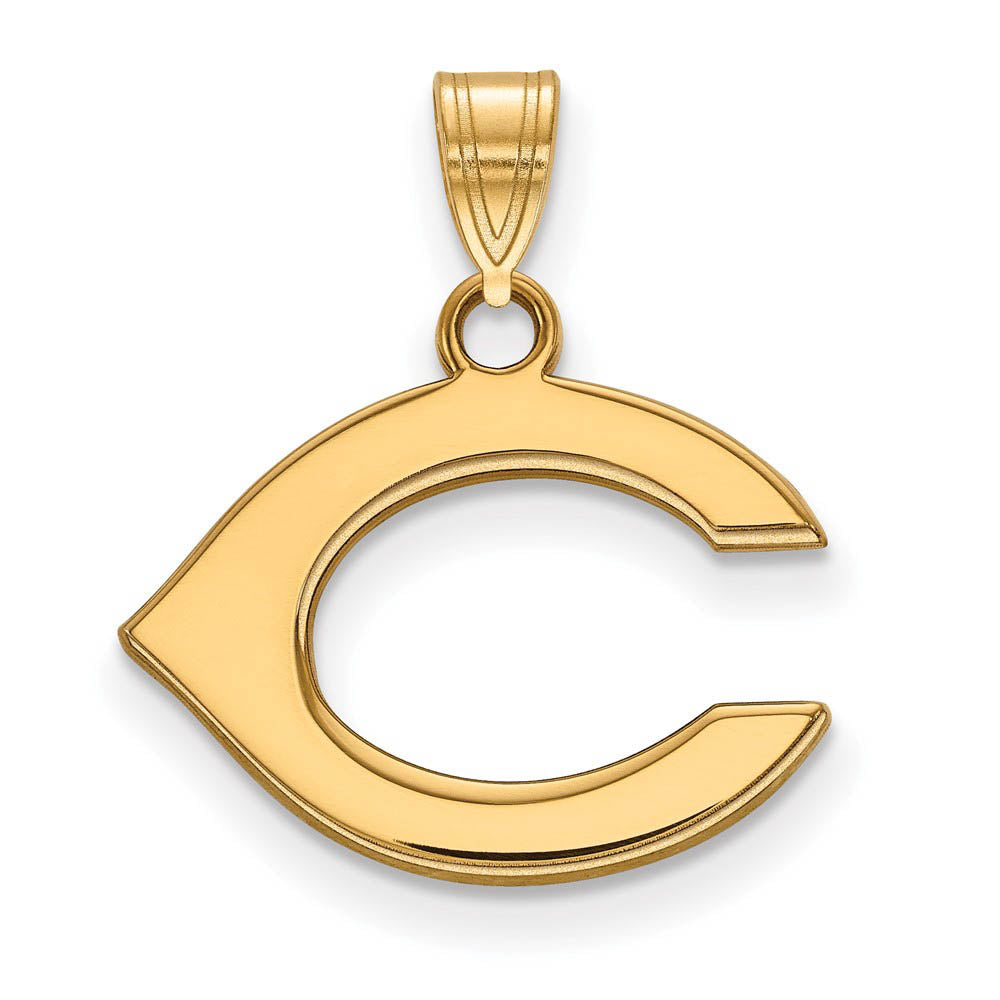 14K Yellow Gold MLB Cincinnati Reds Letter C Small Pendant, Item P31166 by The Black Bow Jewelry Co.