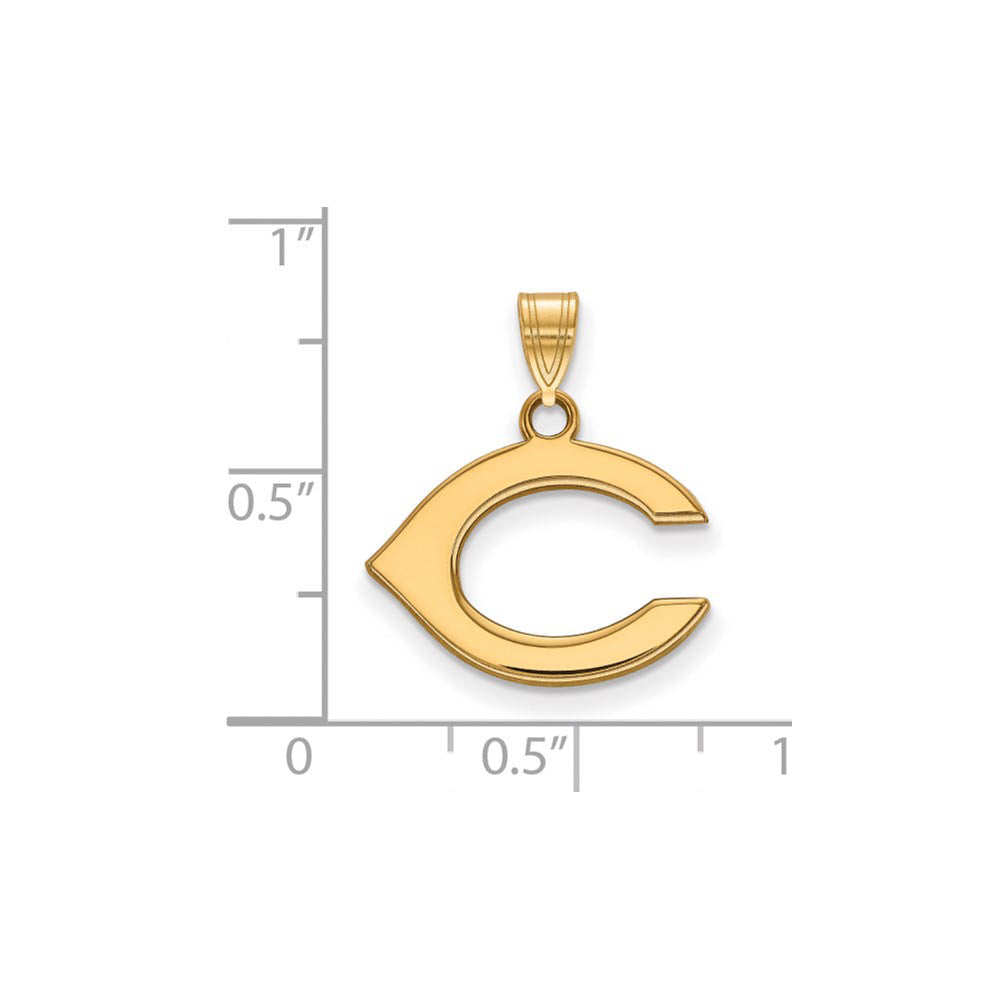 Alternate view of the 14K Yellow Gold MLB Cincinnati Reds Letter C Small Pendant by The Black Bow Jewelry Co.
