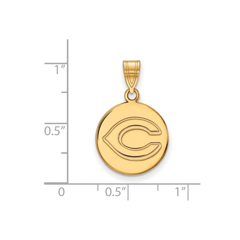 Alternate view of the 14K Yellow Gold MLB Cincinnati Reds Medium Disc Pendant by The Black Bow Jewelry Co.
