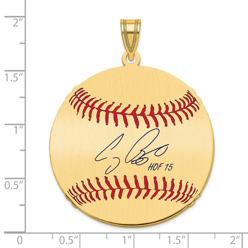 Alternate view of the 14K Gold Plated Craig Biggio Signature LG Enamel Baseball Pendant by The Black Bow Jewelry Co.