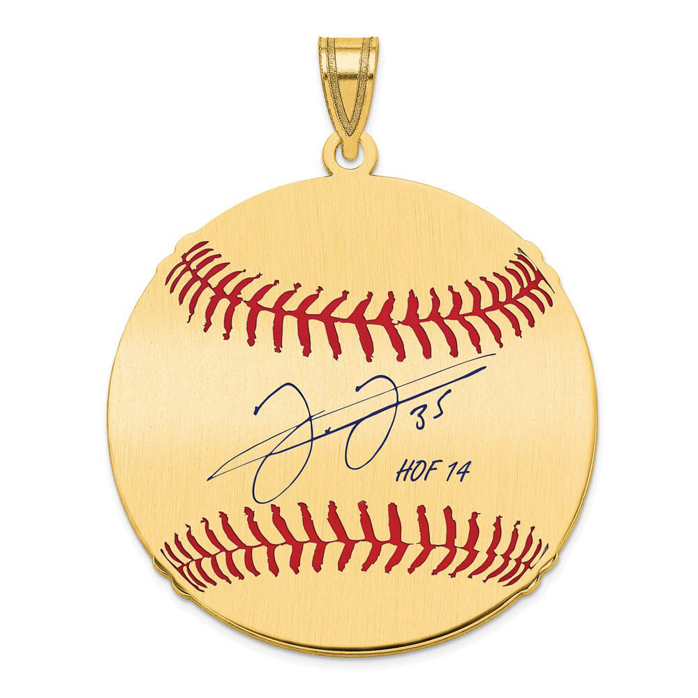14K Gold Plated Frank Thomas Signature LG Enamel Baseball Pendant, Item P31194 by The Black Bow Jewelry Co.