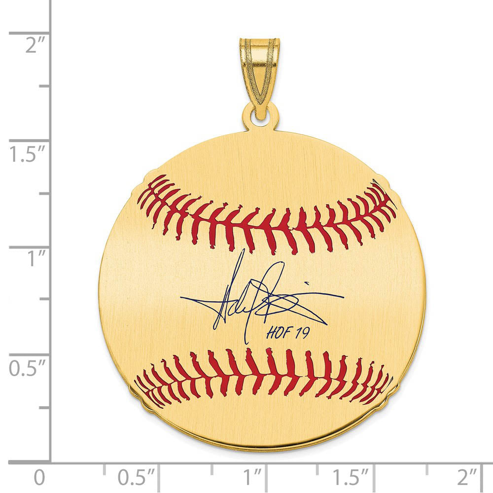 Alternate view of the 14K Gold Plated Harold Baines Signature LG Enamel Baseball Pendant by The Black Bow Jewelry Co.